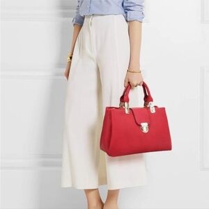 Red Structured Top-Handle Satchel